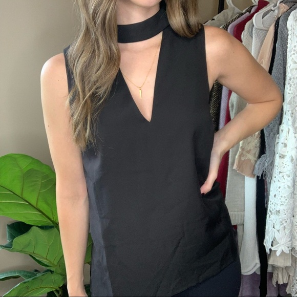 English Factory Tops - NWT English Factory Black V-Neck Choker Blouse
